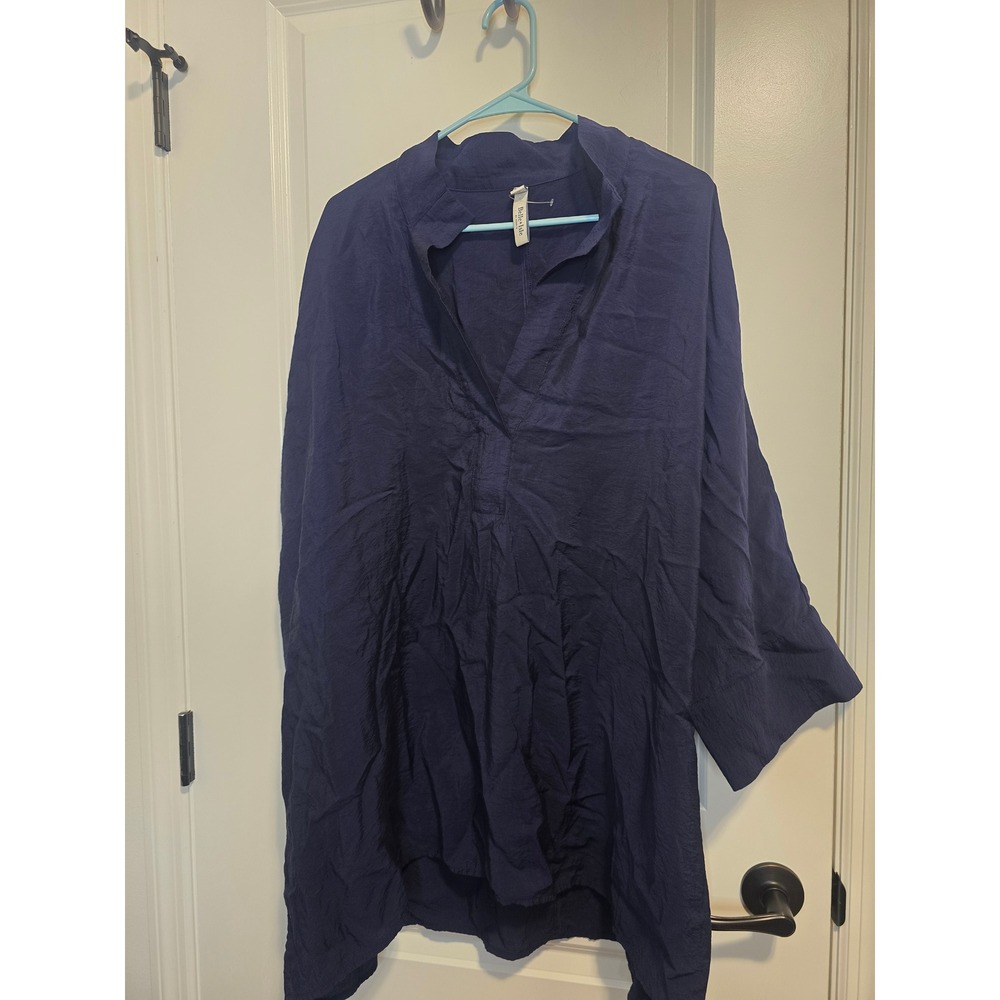 Belle Isle by Torrid Navy Blue Popover Blouse Oversized Textured Top Plus Size 4 - Picture 5 of 9
